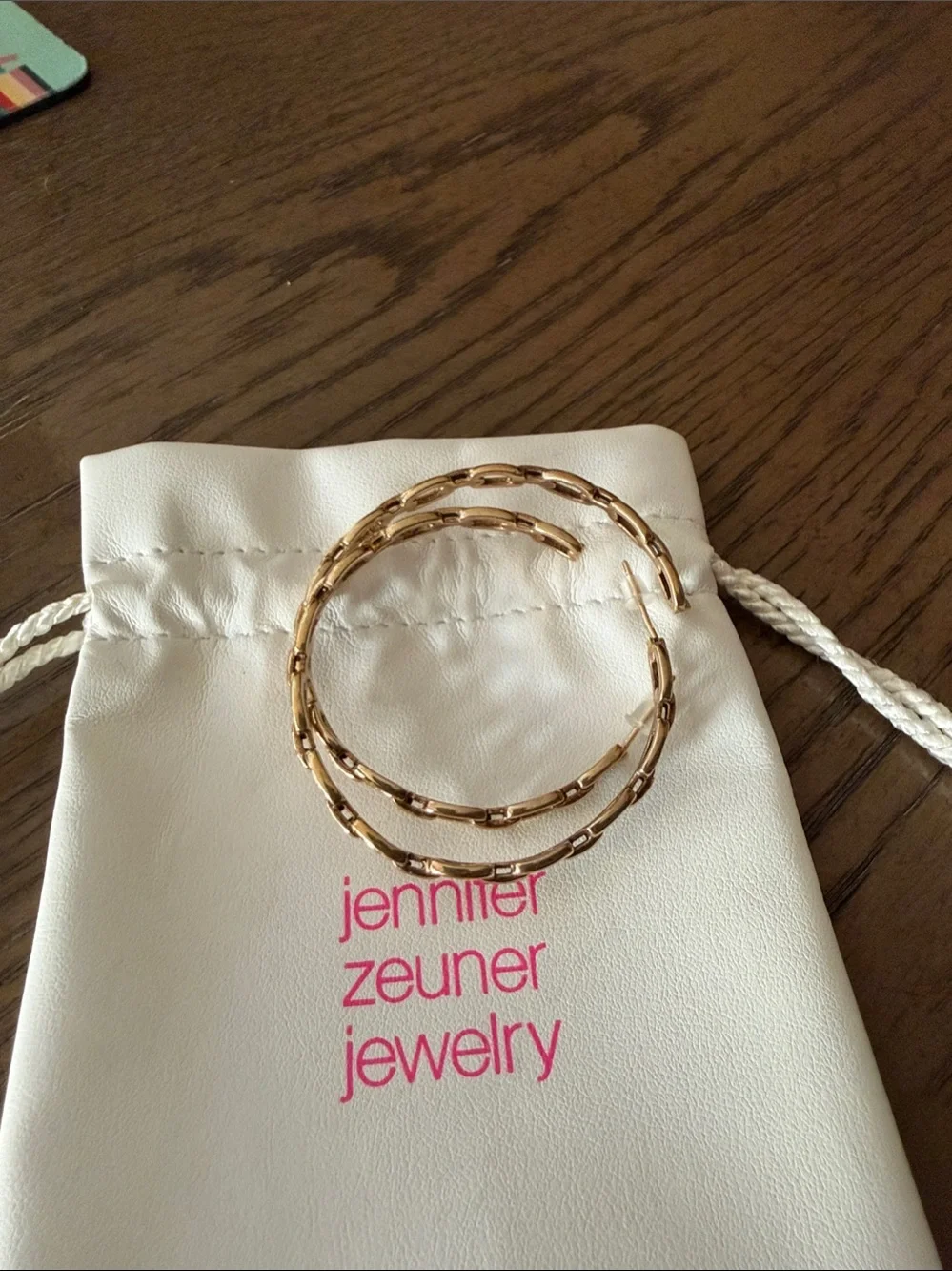 Jennifer Zeuner Gold Chain-Link Hoop Earrings Large authentic